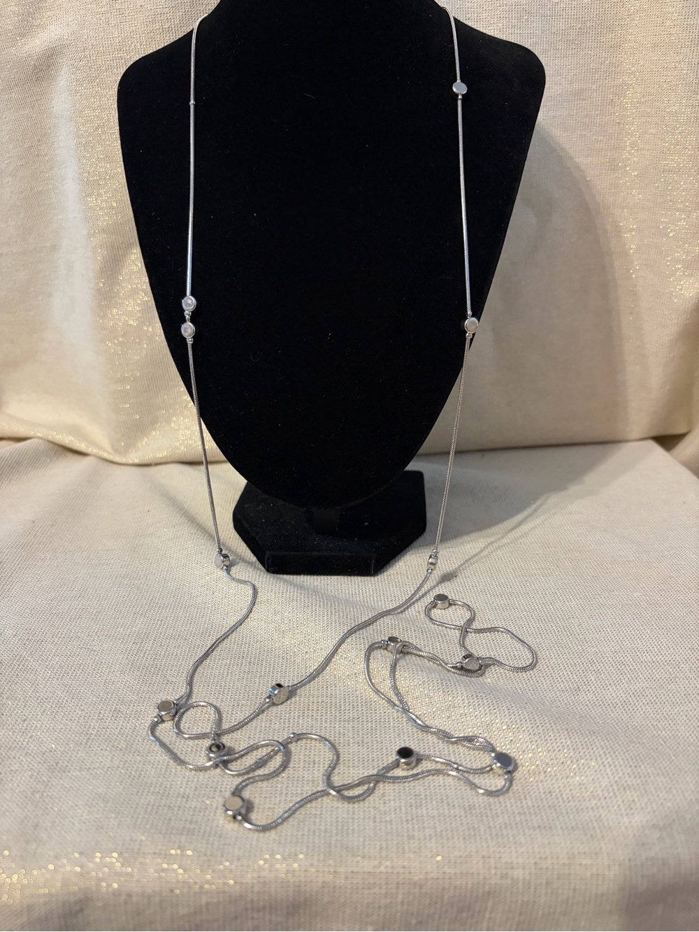 Premier Designs Long Layered Station Necklace - Silver